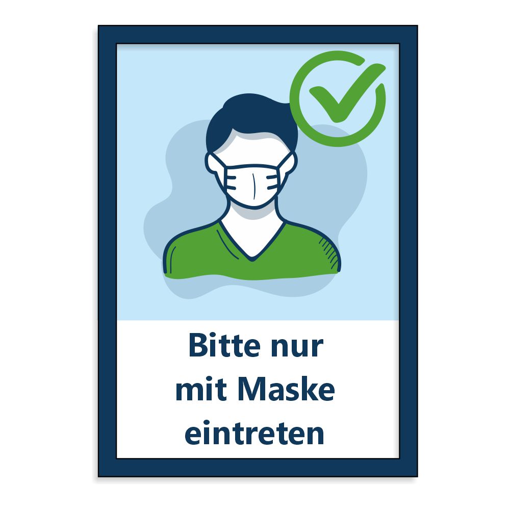 Aufkleber Zutritt nur mit Maske Motivansicht mit Piktogramm