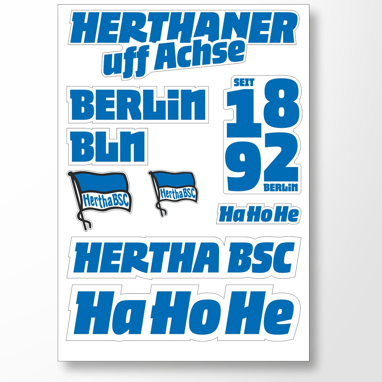 Stickerbogen Herthaner Uff Ache DIN A5 | Premium-Aufkleber
