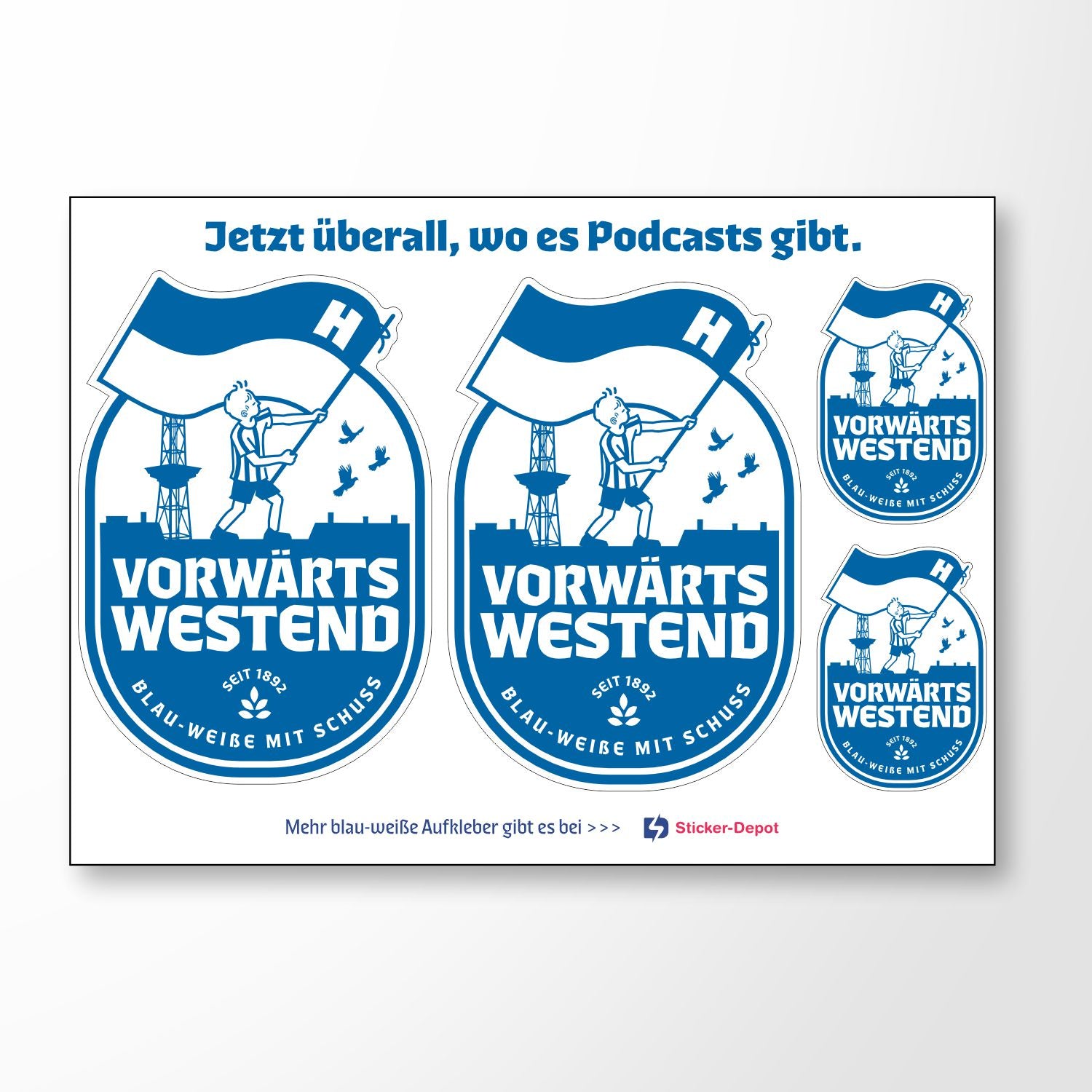 Stickerbogen Vorwärts Westend | Aufkleber weiß Folie
