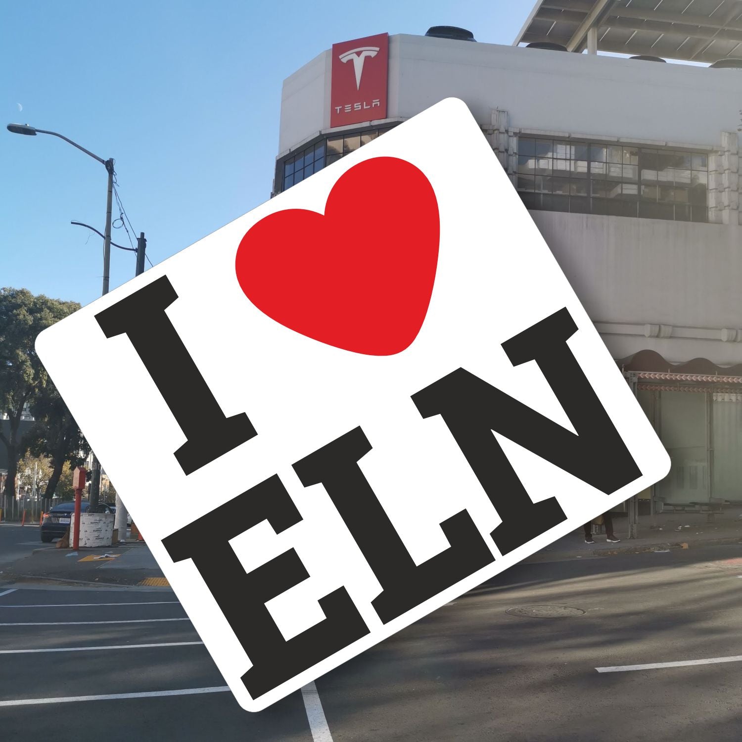 Aufkleber I LOVE ELON 8,5x7,5 cm