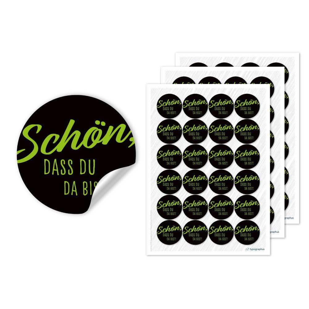 Etikettenbogen - Schön, dass du da bist - grün/schwarz Set