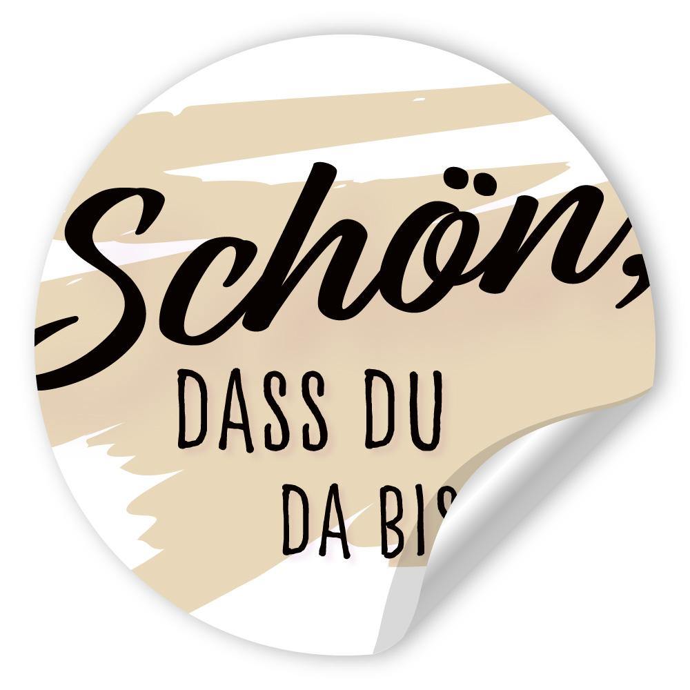 Etikettenbogen - Schön, dass du da bist - schwarz/beige Aufkleber