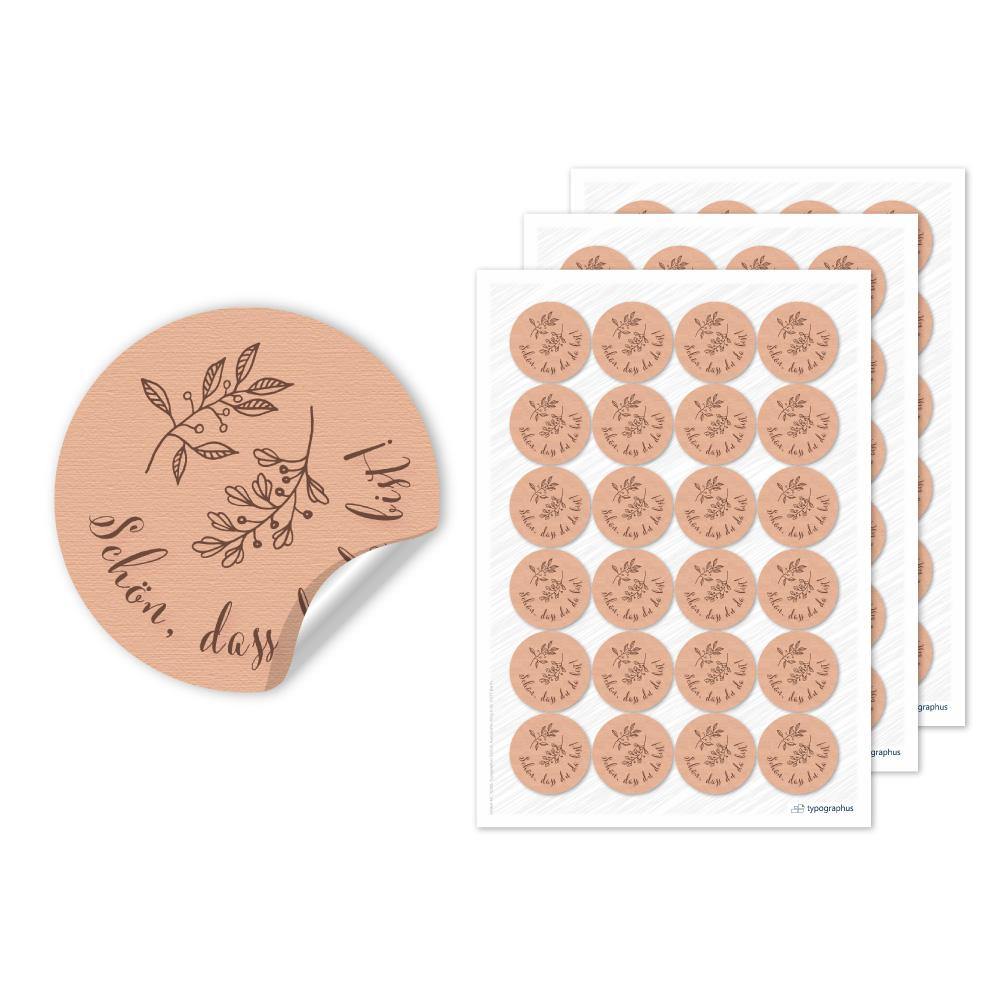 Etikettenbogen - Schön, dass du da bist -braun/beige Set