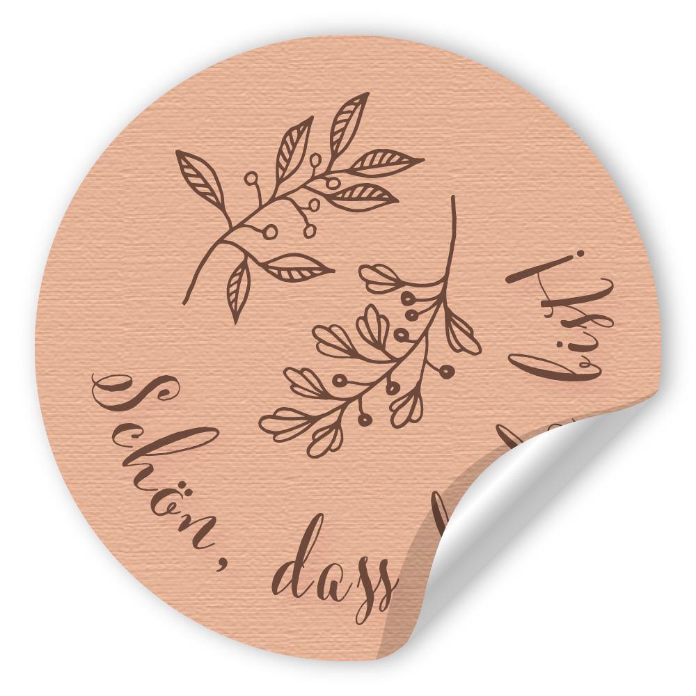 Etikettenbogen - Schön, dass du da bist -braun/beige Aufkleber