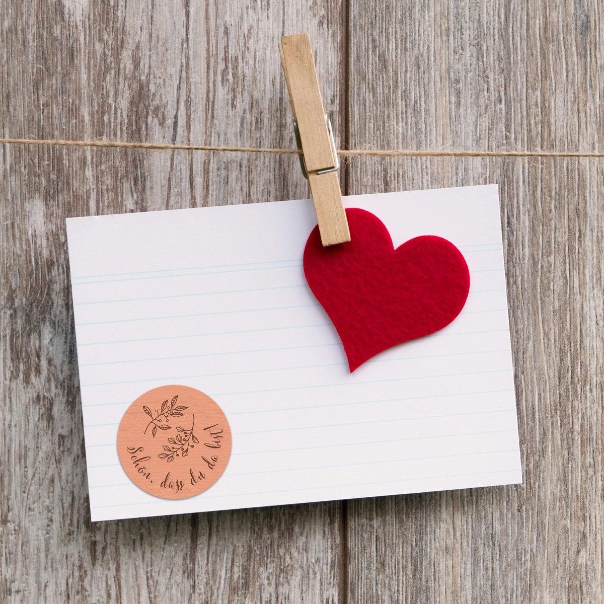 Etikettenbogen - Schön, dass du da bist -braun/beige auf Karte