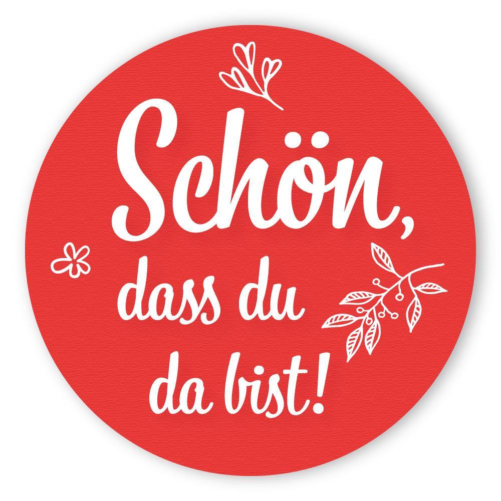 Etikettenbogen - Schön, dass du da bist - weiß/rot