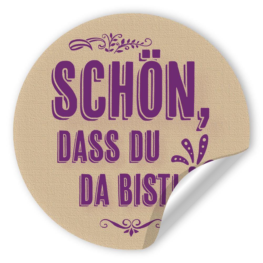Etikettenbogen - Schön, dass du da bist - lila/beige Aufkleber