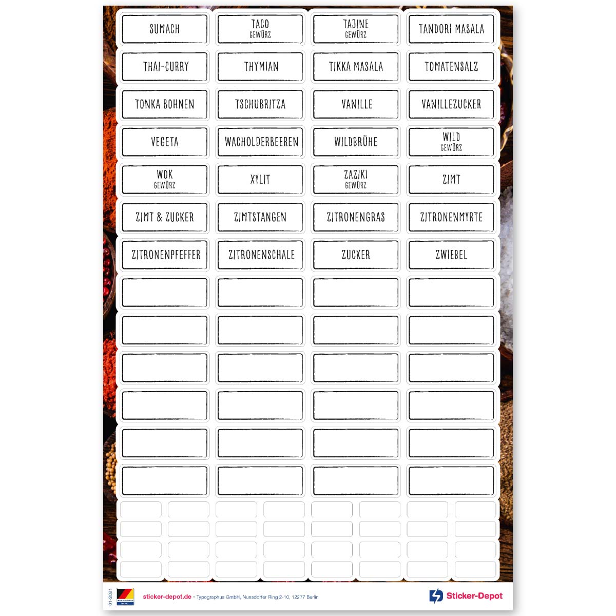Gewürzetiketten Feinschmecker Edition - eckig schwarz/transparent - Einzelseite 4
