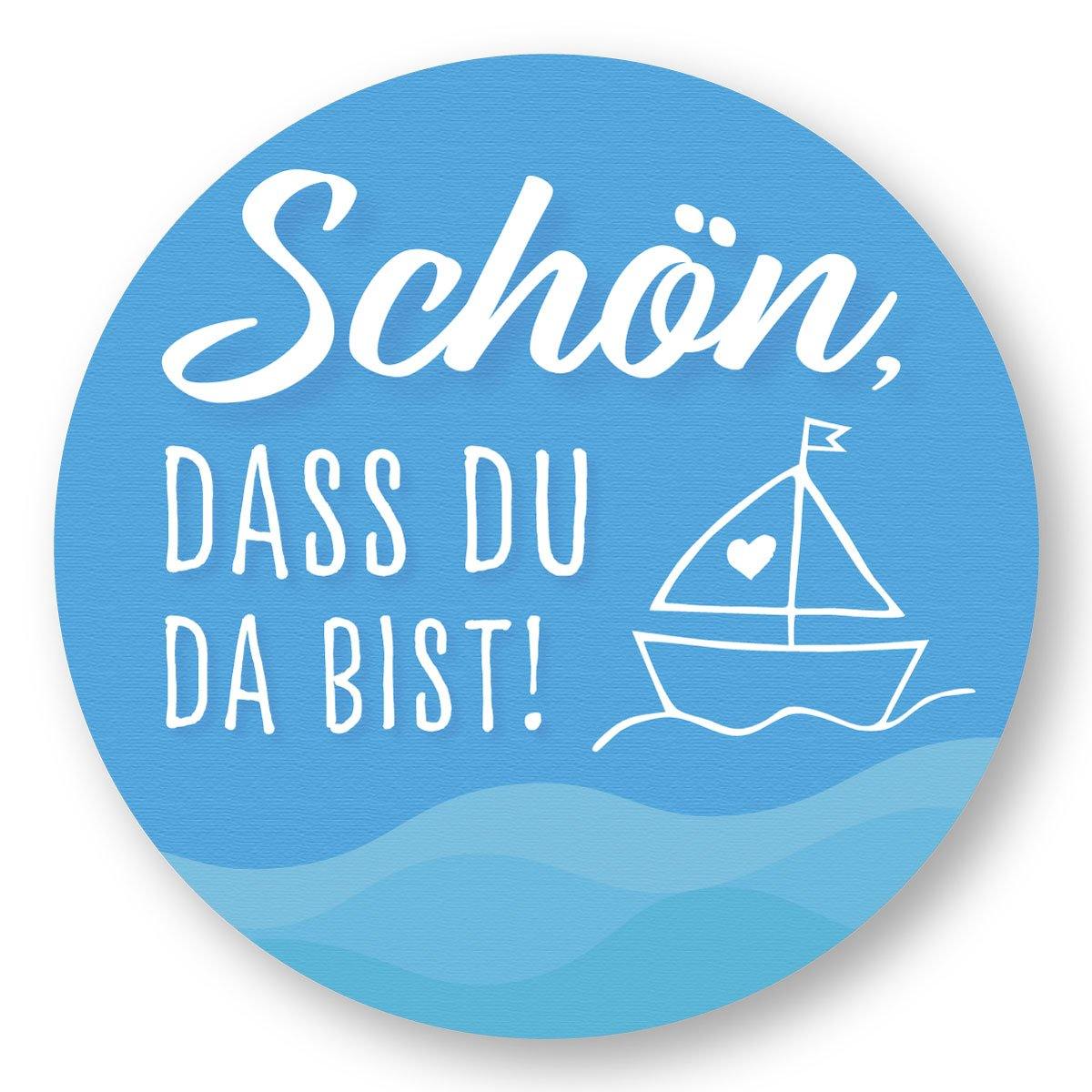 Etikettenbogen - Schön, dass du da bist - weiß/blau