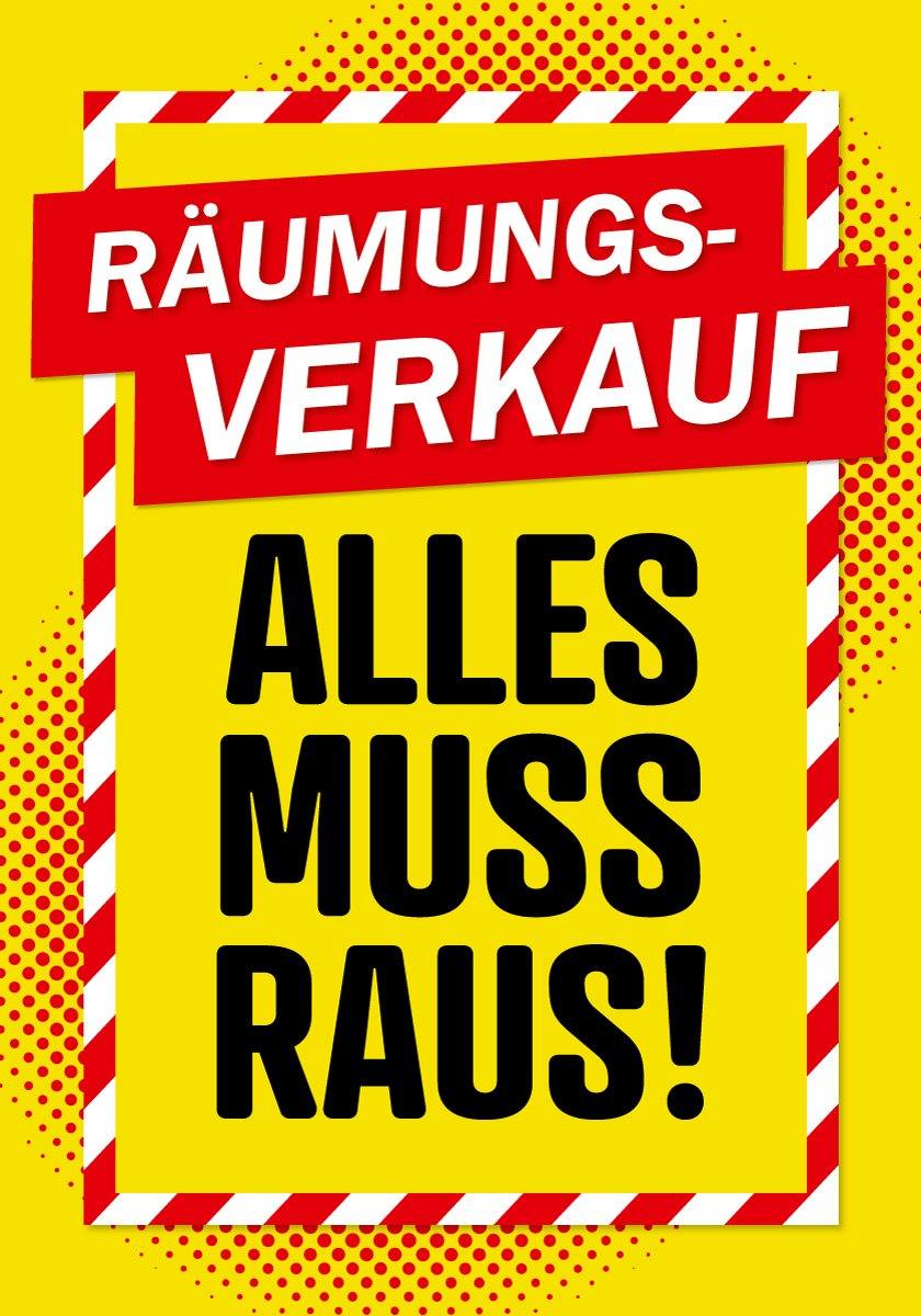 Schaufensteraufkleber Alles muss raus, Hochformat Schaufensteraufkleber Alles muss raus, Hochformat
