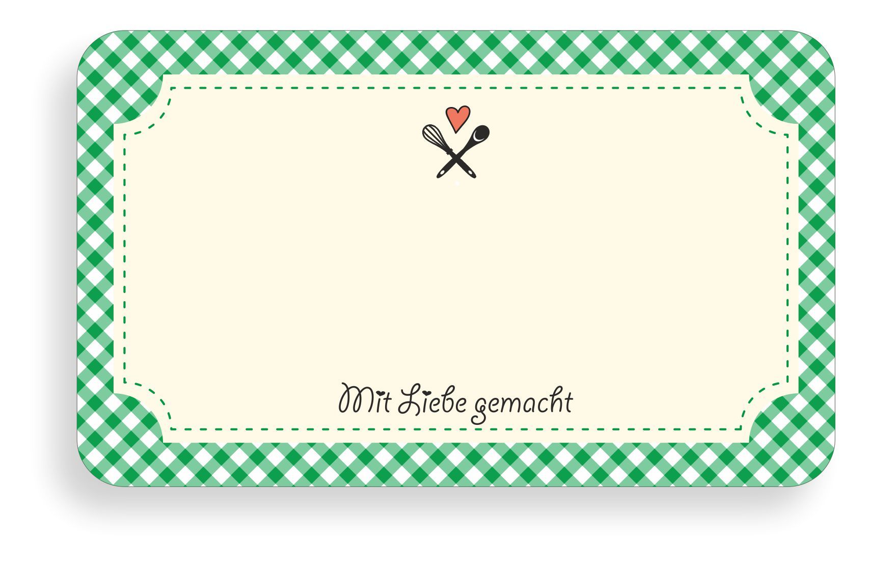 Marmeladen- & Einmachetiketten mit Liebe gemacht grün kariert Detail