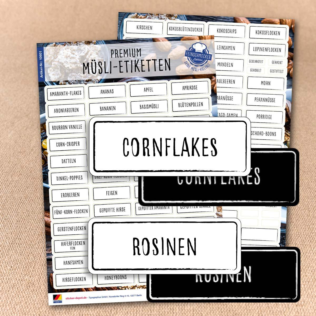 Aufkleber für Müsli-Fans eckig Vorratsdosen