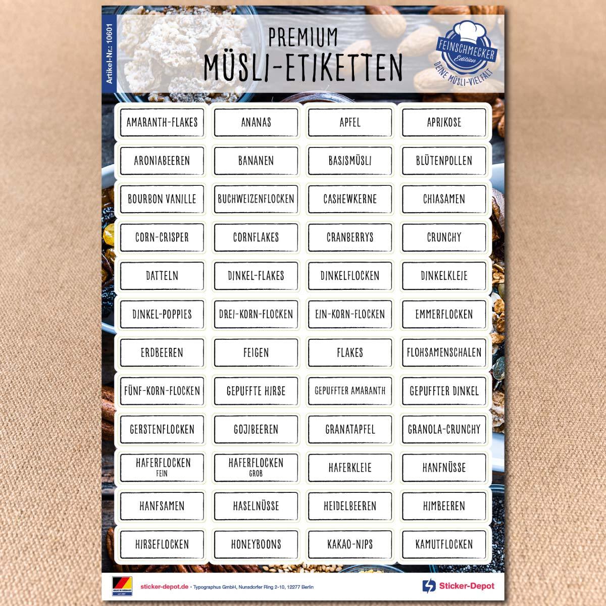 Aufkleber für Aufbewahrungsdosen Müsli - Sticker-Depot.de by Typographus
