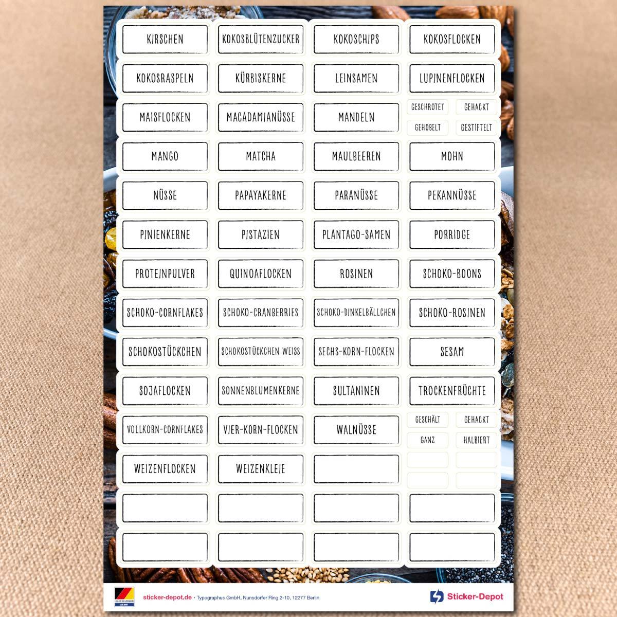 Aufkleber für Aufbewahrungsdosen Müsli - Sticker-Depot.de by Typographus