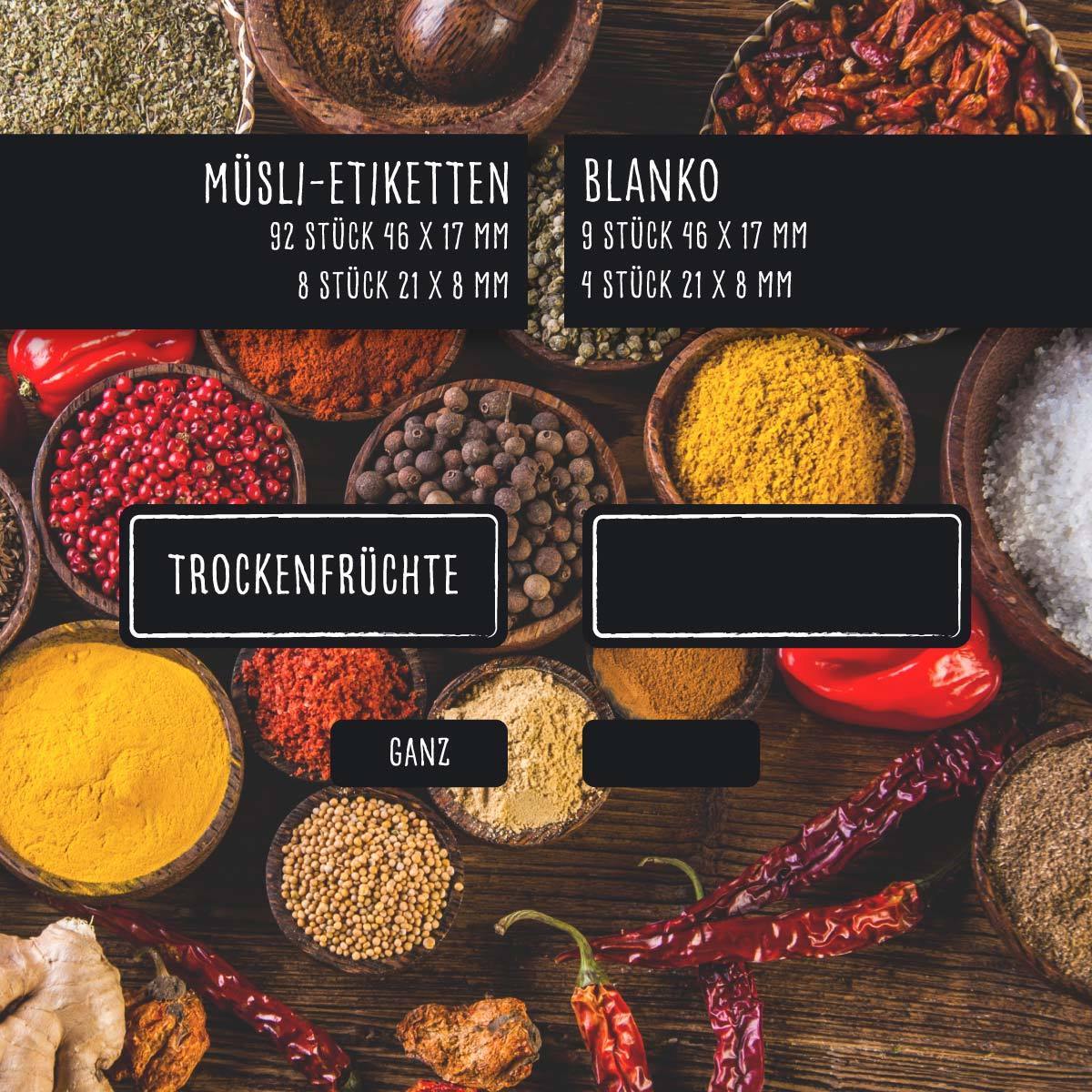 Aufkleber für Aufbewahrungsdosen Müsli - Sticker-Depot.de by Typographus mit Bemaßung