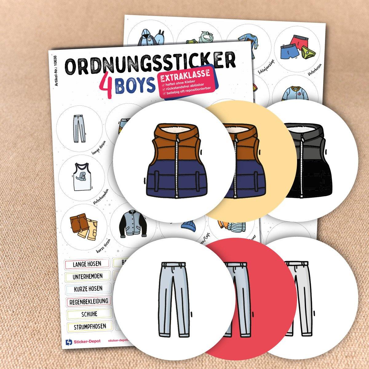 Ordnungssticker Kleidung Jungen