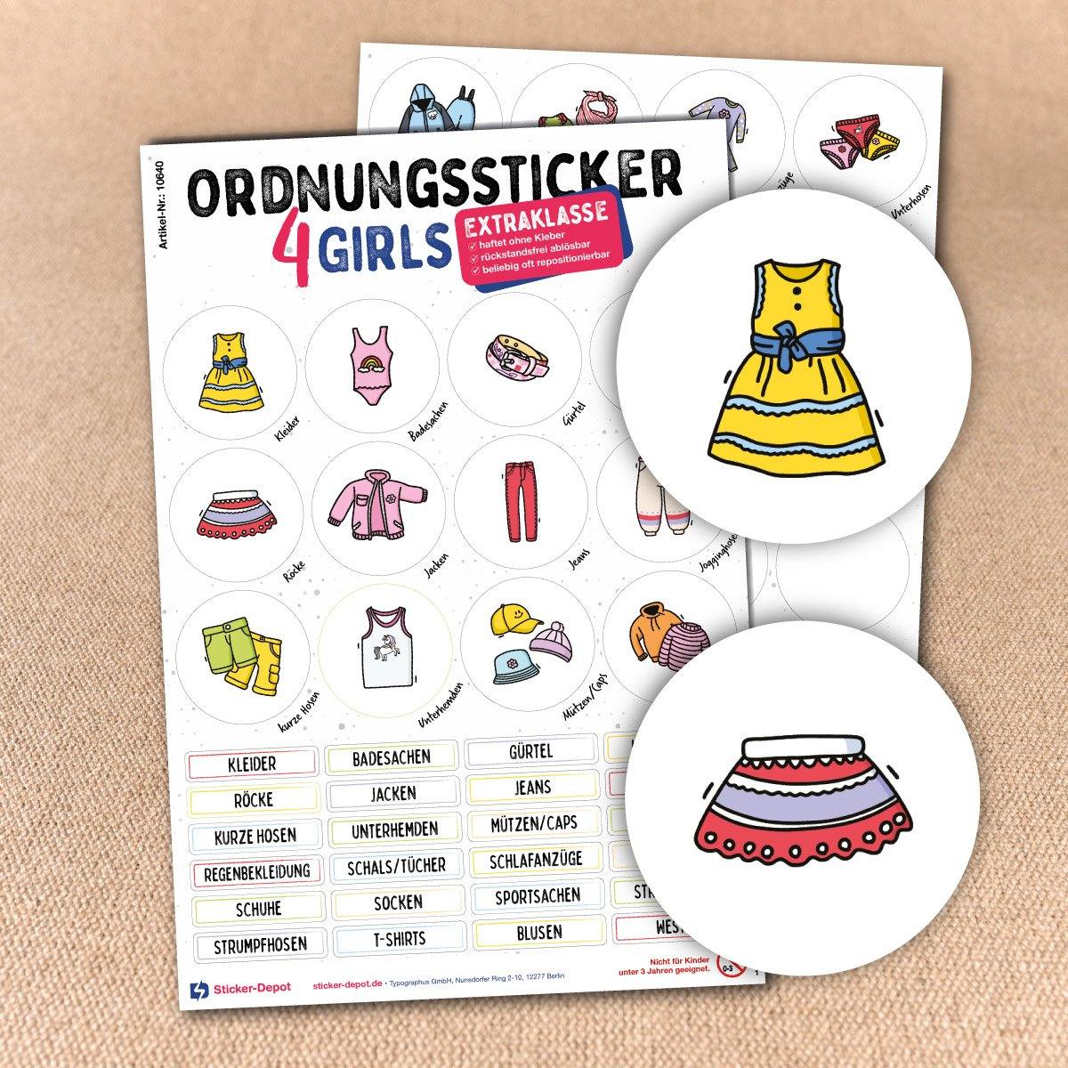 Ordnungssticker - Kleidung Mädchen "Extraklasse" - Sticker-Depot.de by Typographus