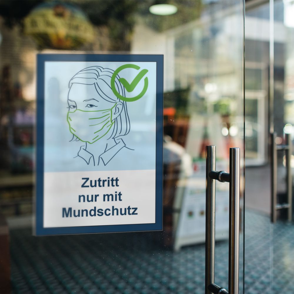 Aufkleber Zutritt nur mit Mundschutz | DIN A4 | 3er-Pack
