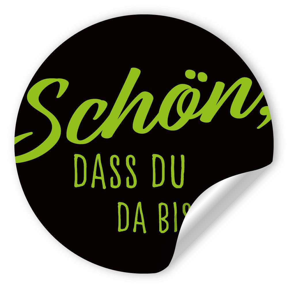 Etikettenbogen - Schön, dass du da bist - grün/schwarz Aufkleber