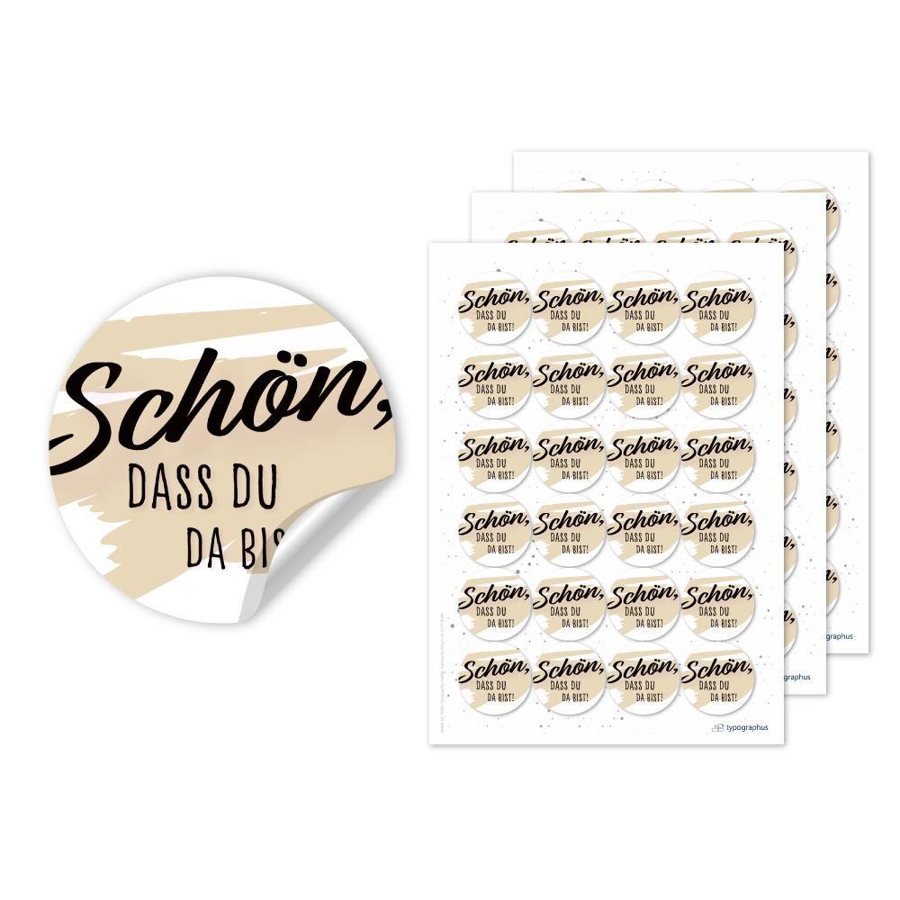 Etikettenbogen - Schön, dass du da bist - schwarz/beige Set