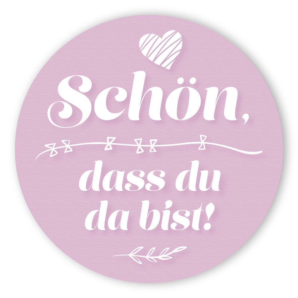 Etikettenbogen - Schön, dass du da bist - weiß/rosa