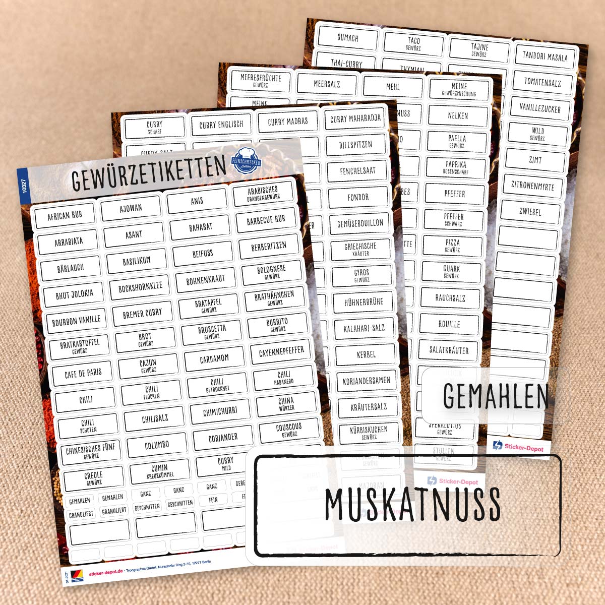 Gewürzetiketten Selbstklebend Kamoro Gewürzetiketten – 240 Stück, Selbstklebend, Wasserfest, Handbemalt, Rund & Rechteckig, Für Gewürzgläser & Vorratsdosen, Schwarz-weiß