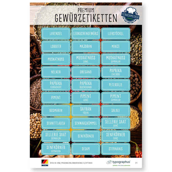 MS.EMMA Gewürzetiketten – 280 Stück Selbstklebend & Wasserfest, 10 Farben, Runde (38 Mm) & Rechteckige (35x60