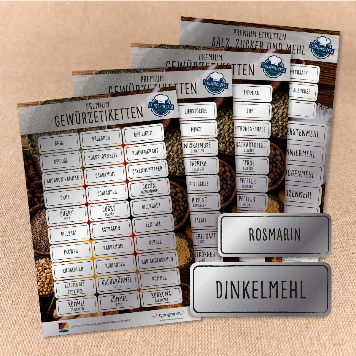 Gewürzetiketten schwarz/silber