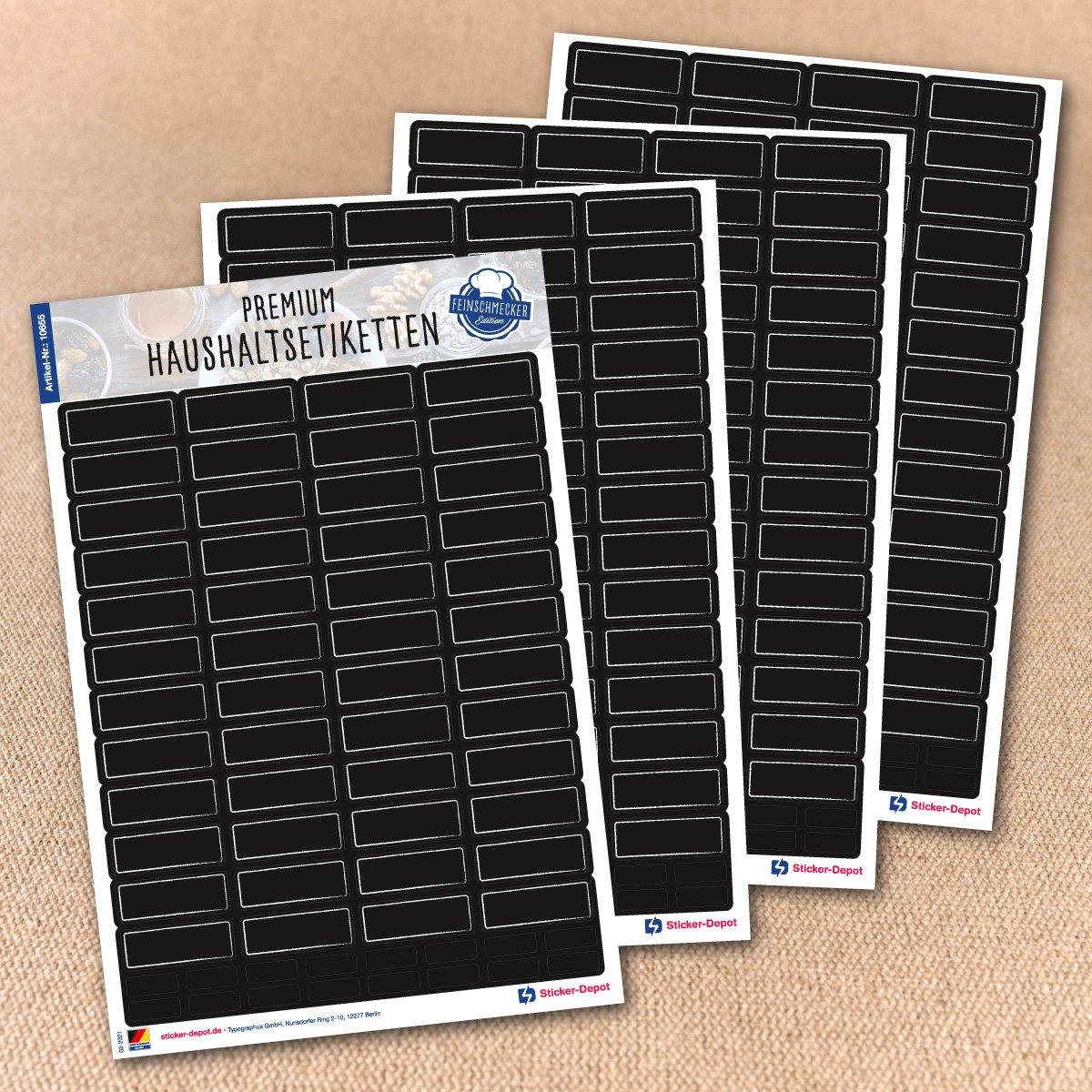 Selbstklebende Haushaltsetiketten zum Beschriften ablösbar schwarz Ansicht 4 Stickerbogen