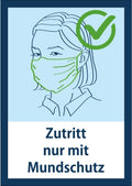Aufkleber Zutritt nur mit Mundschutz - 3er Pack - Sticker-Depot.de by Typographus