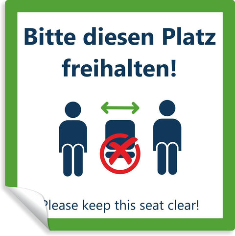 Aufkleber Bitte diesen Platz freihalten - Please keep this seat clear 15 x 15 cm Ansicht