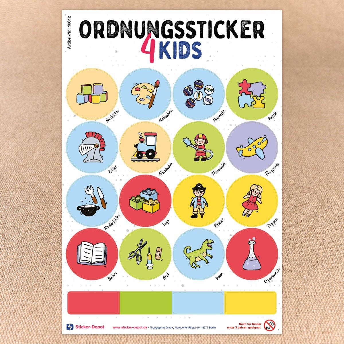 Ordnungssticker Spielzeug Feuerwehr Lego Ritter