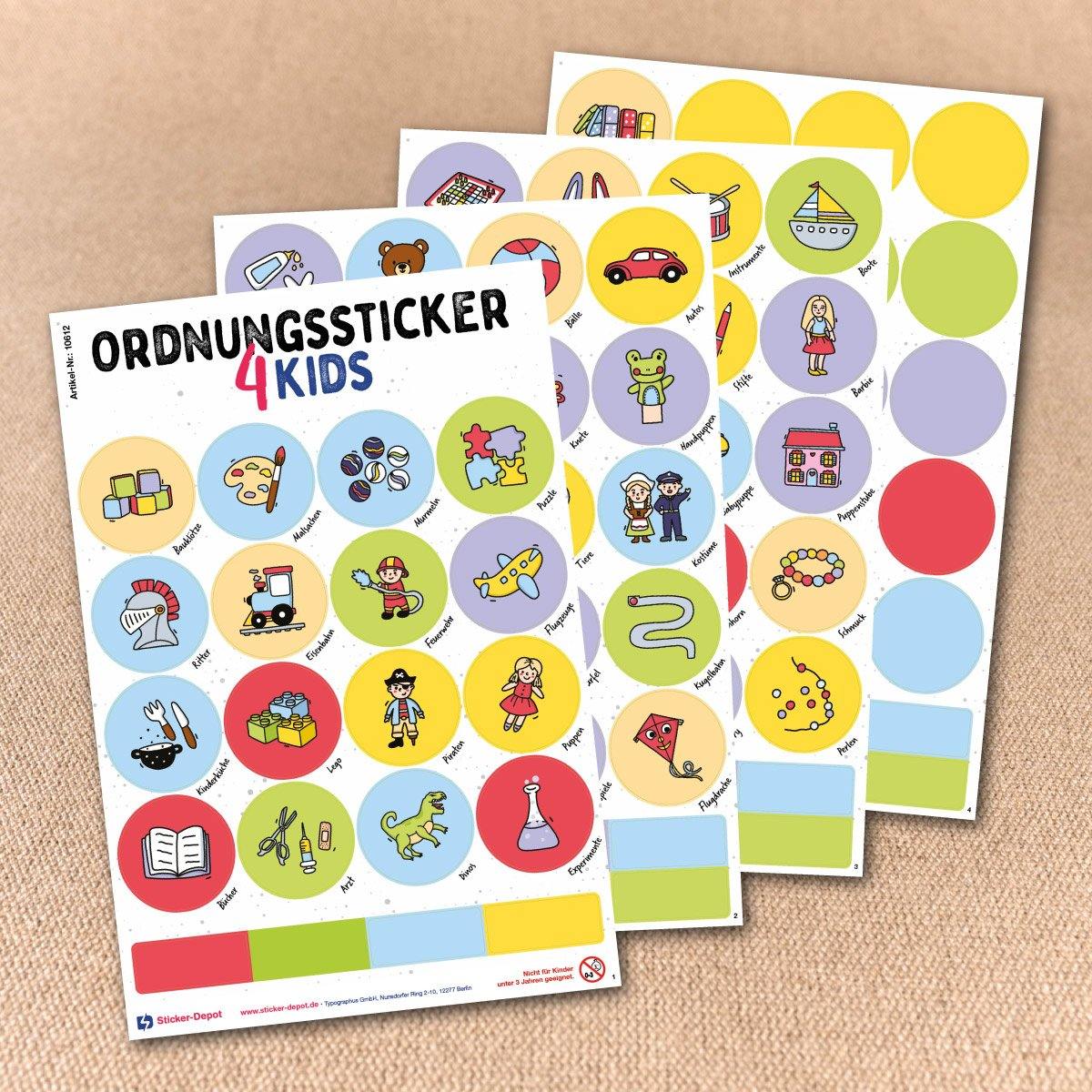 Ordnungssticker für Kinder