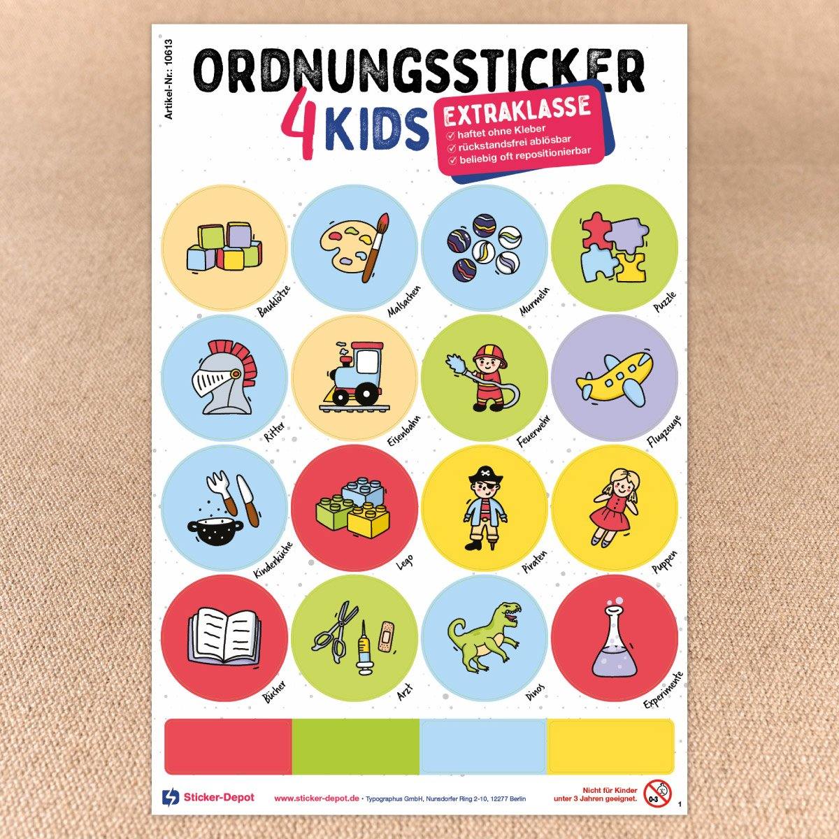 Ordnungssticker - Aufbewahrung Spielzeug "Extraklasse" - Sticker-Depot.de by Typographus