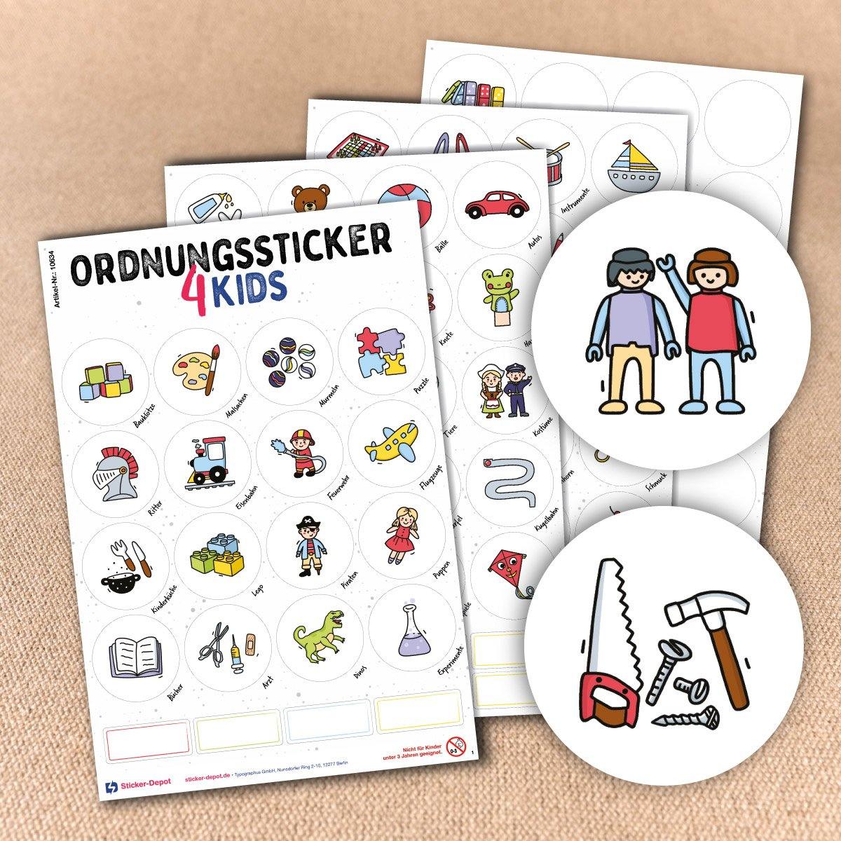 Ordnungssticker - Aufbewahrung im Kinderzimmer - Sticker-Depot.de by Typographus