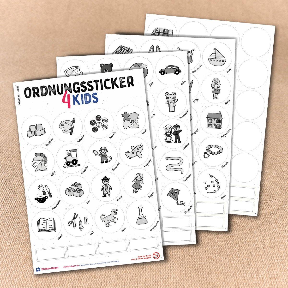 Ordnungssticker - Aufbewahrung im Kinderzimmer - Sticker-Depot.de by Typographus