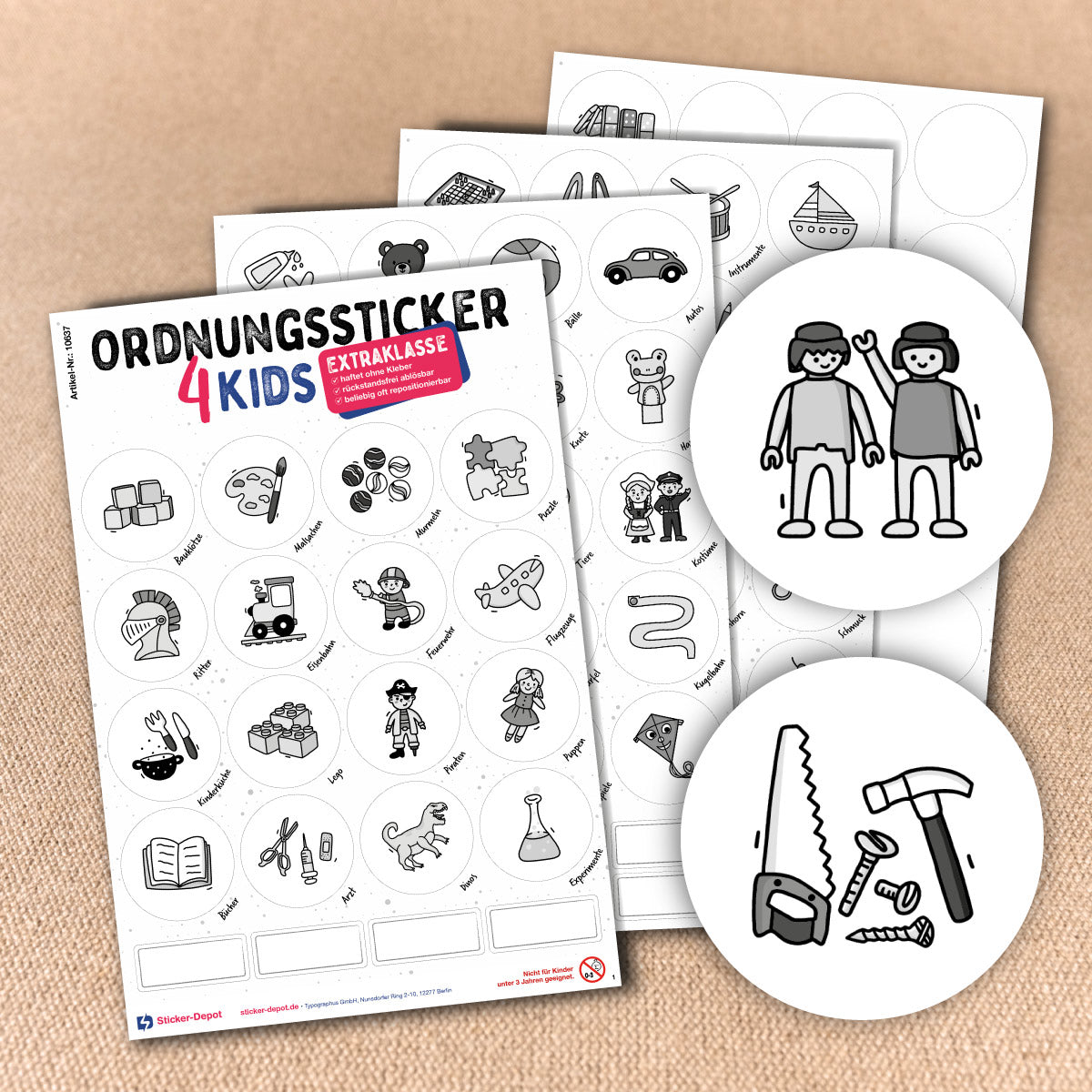 aufkleber aufbewahrung Ordnungssticker - Einfache Aufbewahrung von Spielzeug f. Boxen, Kisten und Schränke Extraklasse