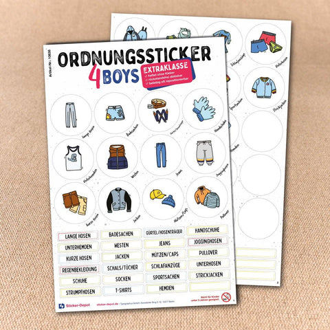 Ordnungssticker - Kleidung Jungs "Extraklasse" - Sticker-Depot.de by Typographus