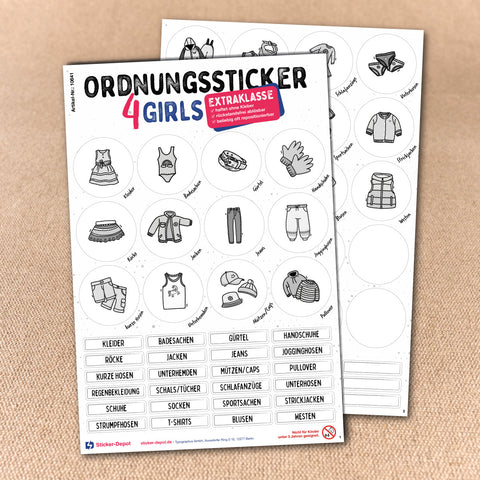 Ordnungssticker - Kleidung Mädchen "Extraklasse" - Sticker-Depot.de by Typographus