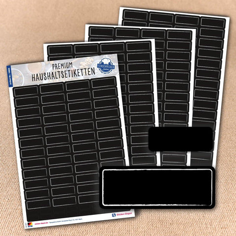 Selbstklebende Haushaltsetiketten zum Beschriften ablösbar schwarz Ansicht 4 Stickerbogen und kleinen Stickern