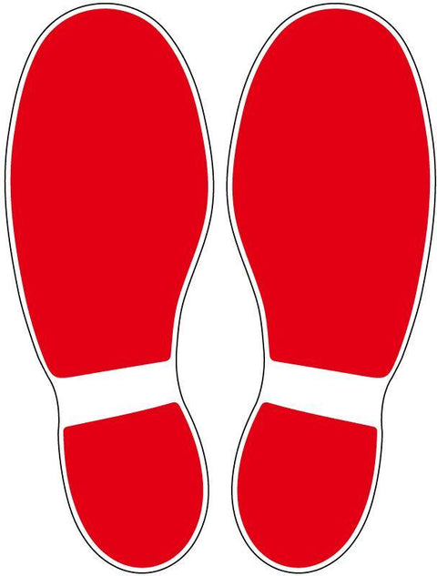 Fußbodenaufkleber Schuhabdruck rot Ansicht